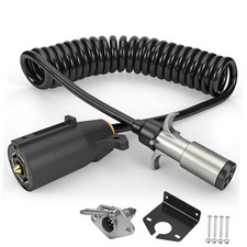 7 Pin to 6 Pin Trailer Adapter   Coiled Trailer Cord Stretches to 10FT-Kit