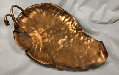 Vintage Hand Hammered Gregorian Copper #304 Leaf-Figure Fruit/Candy Tray 