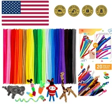 200 PCS Thick Pipe Cleaners Craft Supplies Multi-Color Chenille Stems for Art...
