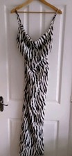 Pretty Little Thing Zebra Print Satin Cowl Neck Maxi Dress Size 10 New with Tags