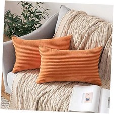 Winter Fall Pack of 2 Pillow Covers 12x20 Inch 20" x 12" Pack of 2 Orange
