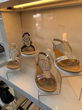 Ladies Women's Diamante Slip On Comfy Sandals Low Heel Wedge Summer Shoes UK 3-8