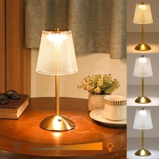 Cordless Table Lamp, Rechargeable Battery Operated Lamp, 3 Color Modes & Step...