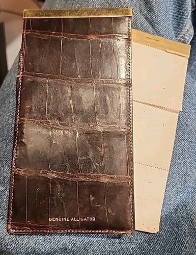 Genuine Alligator Small Writing Note Pad Portfolio gator swamp Luc Brn 