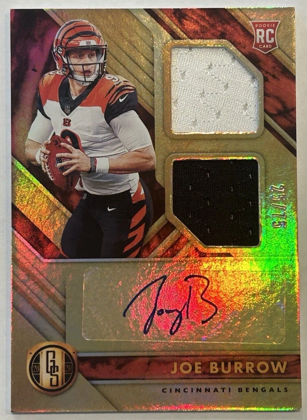 Joe Burrow Panini Gold Standard #243 Rookie Jersey Autograph Double