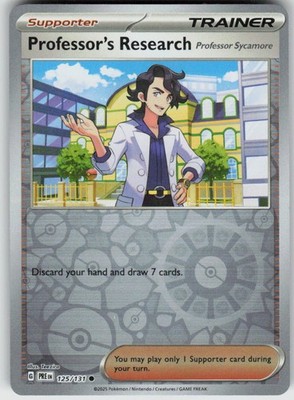 Professor's Research 125/131 Prismatic Evolutions Pokemon Reverse Holo NM