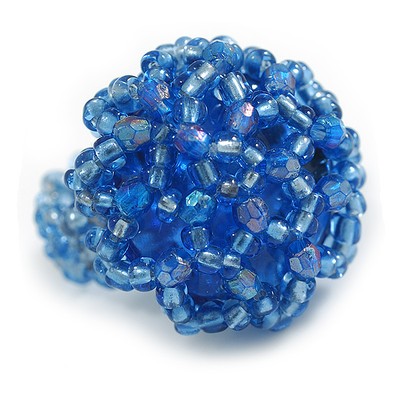 20 mm D/Glas und Acryl Perle knopfförmiger Flexring (Himmelblau) - Größe M