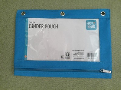 Pen + Gear Brand: Pencil Pouch 3 Ring, Zipper Case Binder, ELECTRIC BLUE