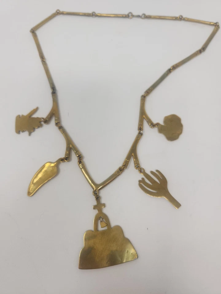 Collar Jeep Collins Latón Dije Santa Fe Southwestern Cactus Mission Foto 4 de 4