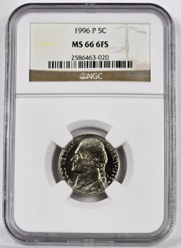 1996 P Jefferson Nickel *** NGC MS 66 6FS
