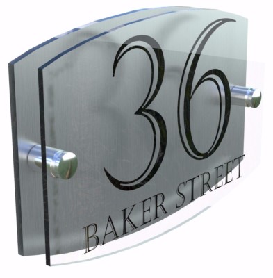 Modern House Sign Plaque Door Number Street Glass Effect Acrylic Name ...