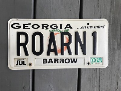 Vintage Georgia License Plate VANITY  ROARN1  Aka Roar Lion Tiger Bear Roar