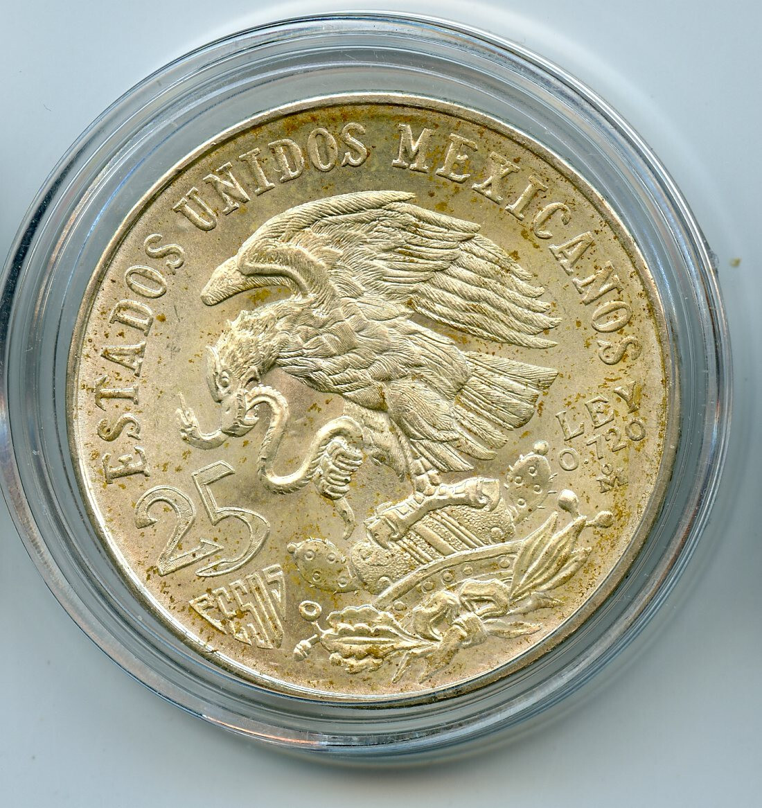 1968 Mexico 25 Pesos Olympic Games Eagle Snake .720 Silver Coin