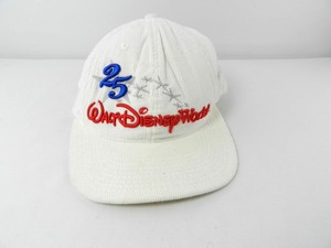 Walt-Disney-World-White-Cap-Hat-Embroidered-25th-Anniversary-Corduroy