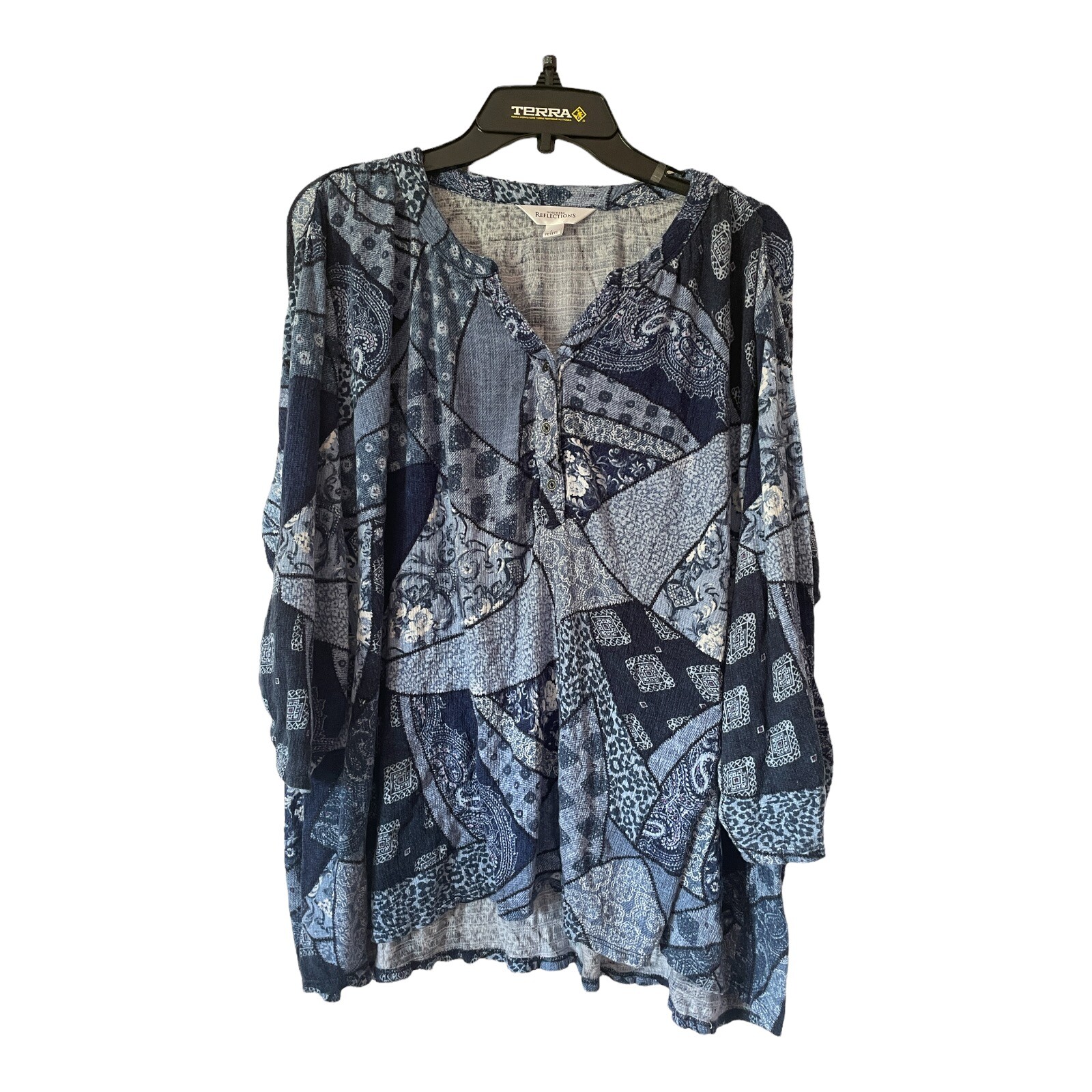 Northern Reflections Womens Blue Patchwork Long S… - image 1