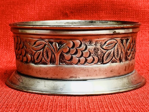 Pottery Barn Decorative Metal Trinket Candy Bowl Wine Bottle Coaster 2”tall - Picture 3 of 6