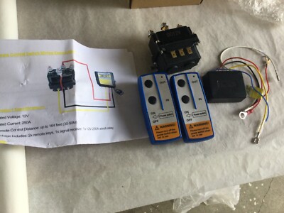 12V 250A Contactor Winch Control Solenoid Valve w/ 2 Wireless Remote Controls