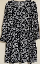 Old Navy Floral Mini Dress Women’s Size XXL Long Sleeve Keyhole Neck Black White