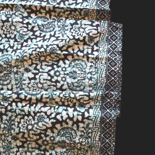 Tessuto Batik Indonesiano 100% Cotone 90” x 41” Batik Halus Nuovo con Adesivo Vintage - Foto 5 di 10