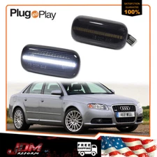 For Audi A3 A4 B6 B7 A6 C6 Smoke White LED Front Fender Side Marker Signal Light