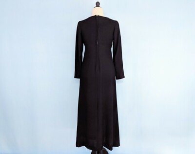 vintage long black dress Vintage 70s Black Rhinestone Waist Formal Maxi Dress