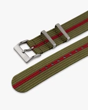 Clam® Premium Nylon Strap for Tudor – Green & Red Stripe - 20mm