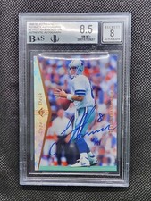 1999 SP Authentic Troy Aikman Blue Ink On-Card Auto /94 BGS 8.5