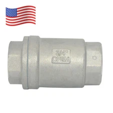 3/4 inch 3/4" In-line Check Valve NPT WOG 1000 Spring Loaded Stainless Steel