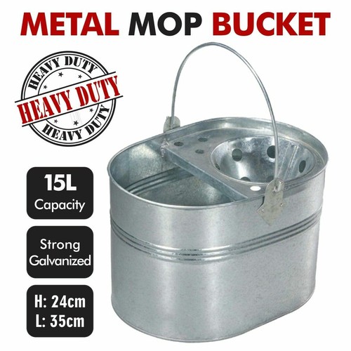 Heavy Duty 15L Litre Metal Steel Coloured Mop Bucket with Handle for Cleaning - 第 6/12 張圖片