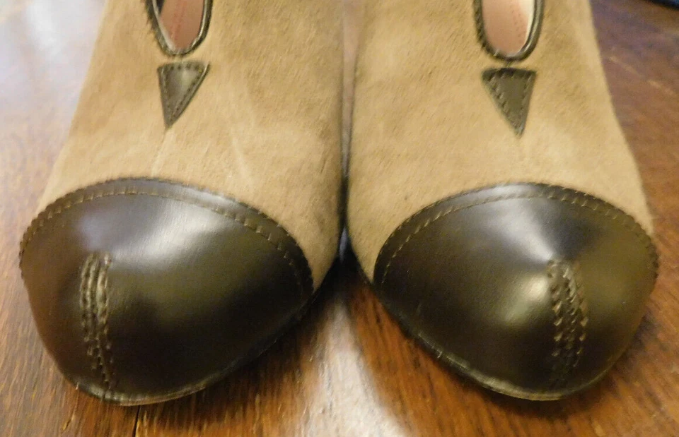 PLENTY Tracy Reese Dalton 3" Heel Cap toe Anthropologie Bootie Tan Suede Brown 5 - Изображение 4 из 4