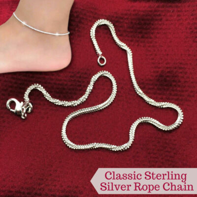 925 Sterling Silver Anklet Contemporary Captivating Twisted Design