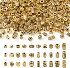 300Pcs Antique Golden Tibetan Alloy Spacer Beads 30 Styles Assorted Polygon Colu