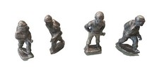 Vintage Lot 4 Cast Lead Metal Military Small Toy Soldiers Army Men Figurines