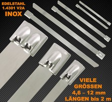 1-1000x Kabelbinder Edelstahl Metall 4,6 / 7,...