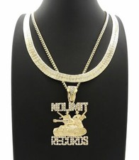 HIP HOP NO LIMIT RECORDS 24" CUBAN CHAIN  20" HERRINGBONE CHAIN NECKLACE SET