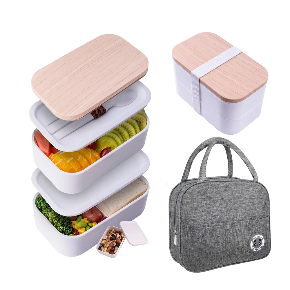 Bento Box ,2 Layer Lunch Box , Leak-Proof, Includes Sauce Container, Divider,Lun