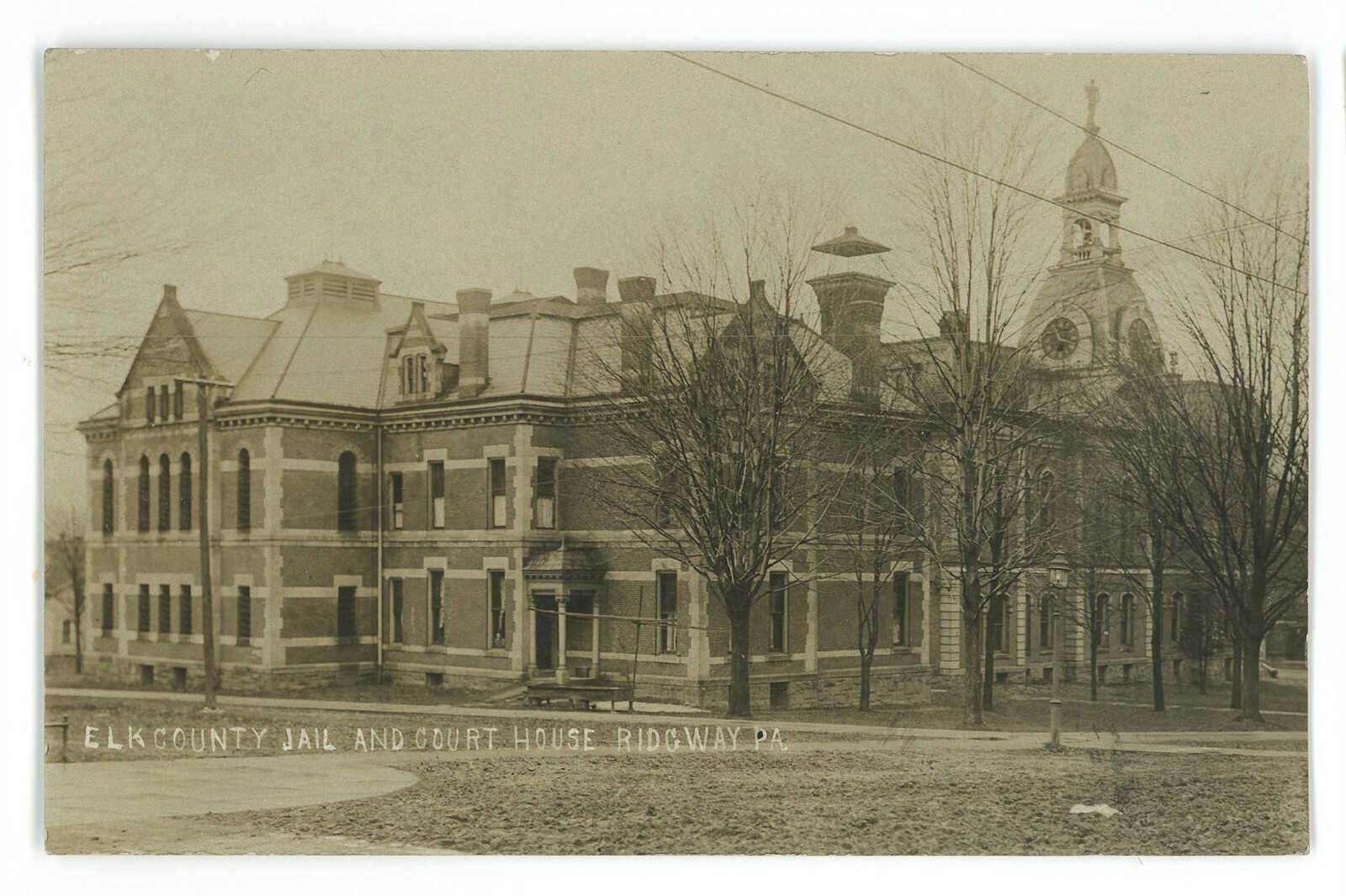 RPPC Elk County Jail Courthouse RIDGWAY PA 1908 Elk County Real Photo