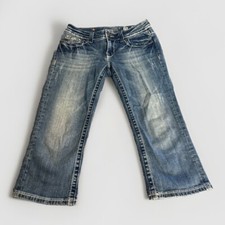 Miss Me Jeans Women's 28 Blue Low Rise Stretch Denim Capri JW5416P2