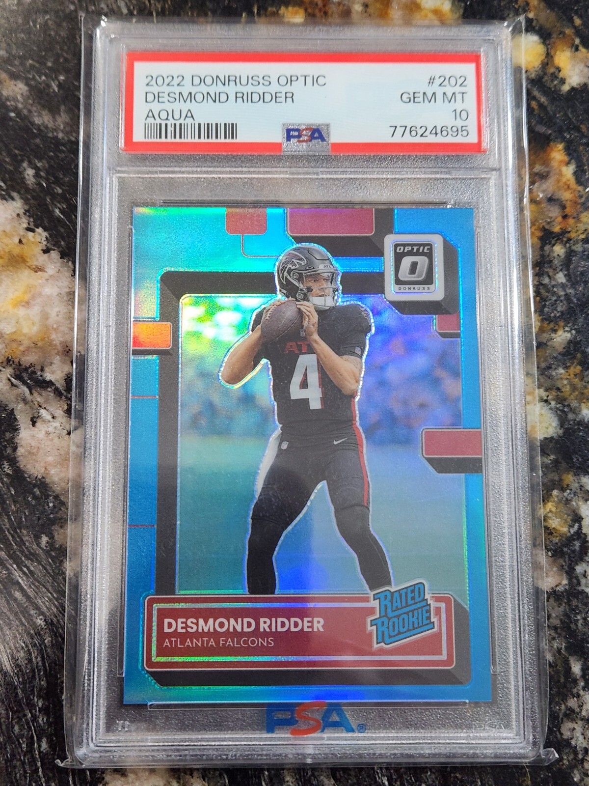 2022 Desmond Ridder RC #202 Donruss Optic Aqua Prizm Psa 10 Gem Mint /299!!