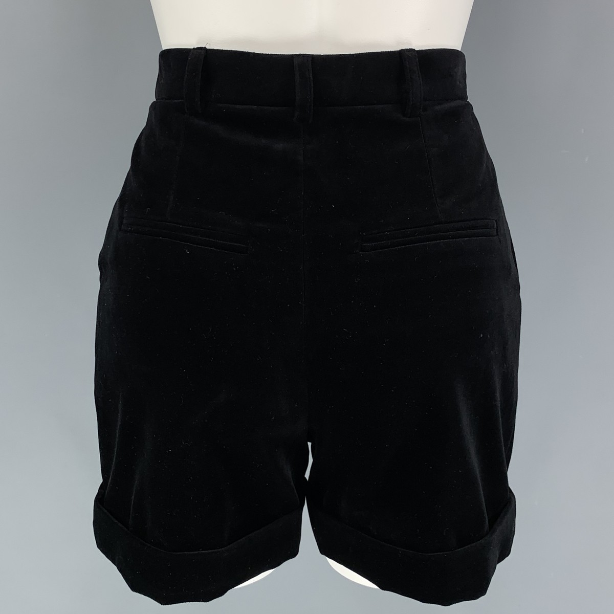 SAINT LAURENT Size 2 Black Cotton High Waisted Shorts | eBay