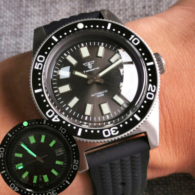 41mm NH35 PT5000 300m Diver Automatic Men's Watch Domed Sapphire Glass C3 Hands