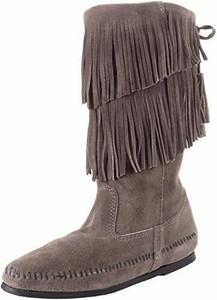grey fringe boots