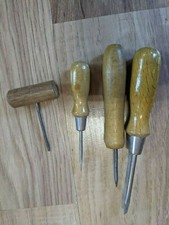 Lot Of 3 Vintage Wooden Handle Screwdrivers & A Ice Pic