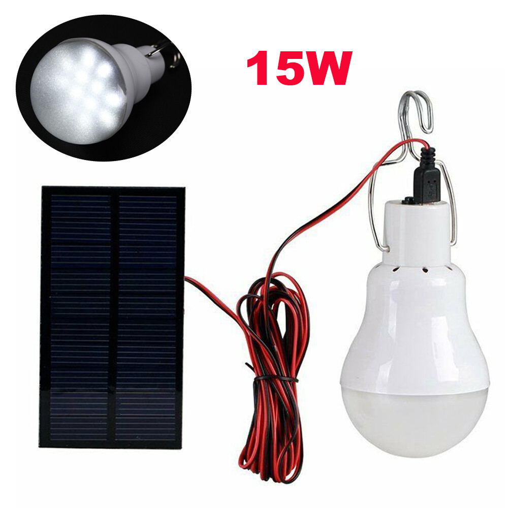 Portable Solar Panel Powered LED Lights Bulb Light Tent Lamp Camping Out/Indoor