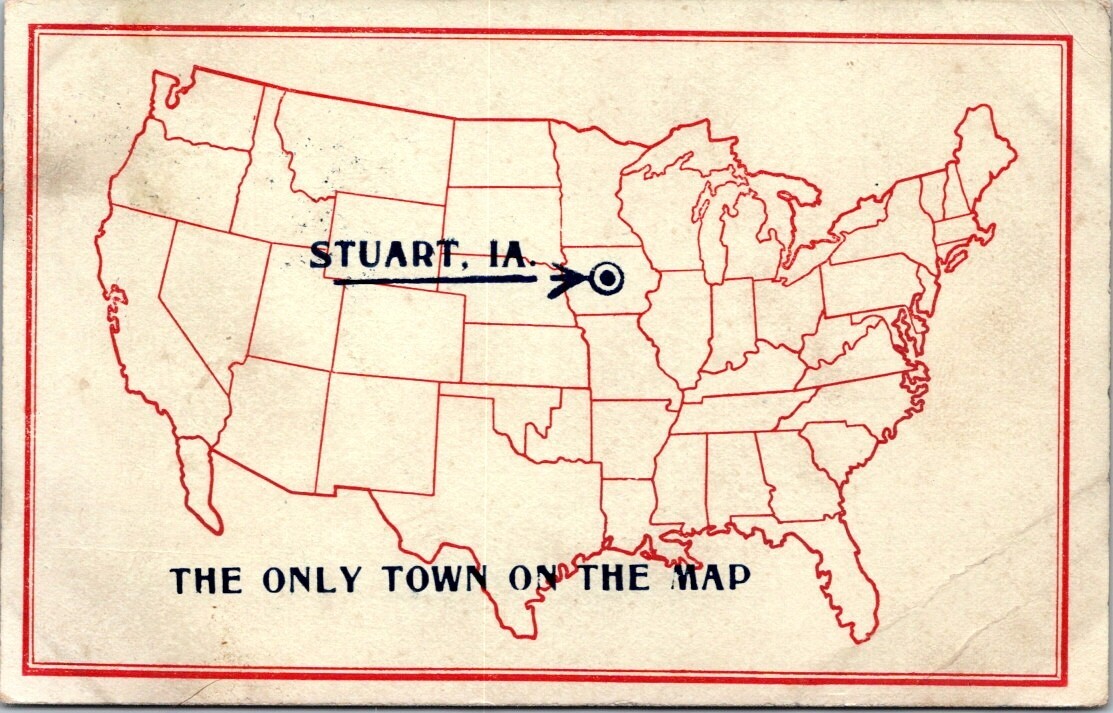 Stuart IA Only Town On Map US Map Bullseye Iowa 1908 postcard HQ15 eBay
