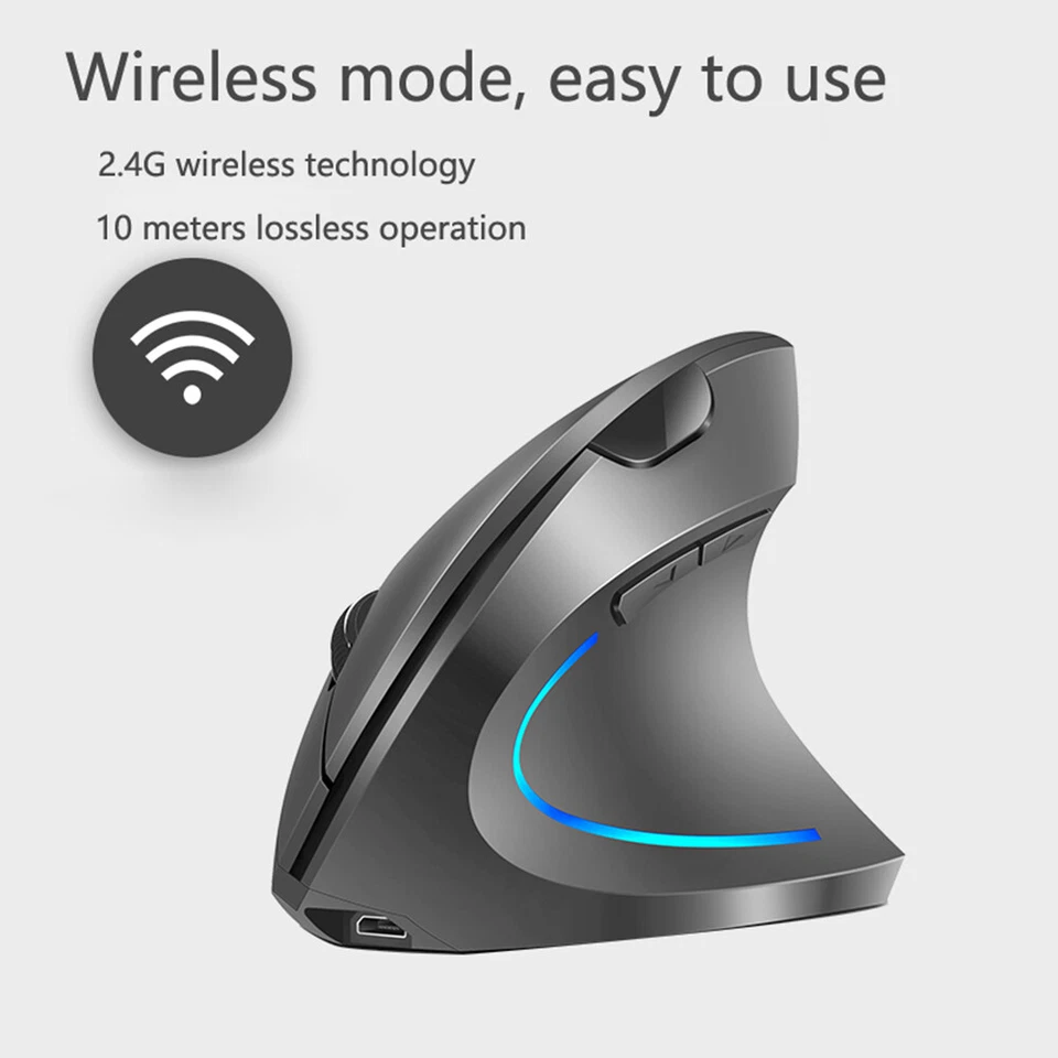 2.4G Wireless Vertical Mouse Rechargeable Ergonomic Mouse 3 Adjustable DPI O0W0 - Image 4 of 4