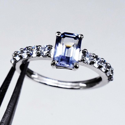 2.59 Gm Blue Sapphire Solid 925 Sterling Silver Ring Lovely Dainty Ring US 8
