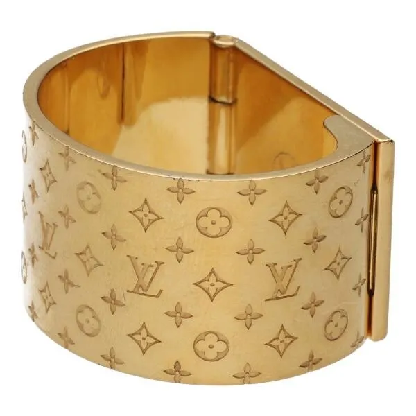 Louis Vuitton Bangle Cuff Nanogram Women's Brass Silver S Size