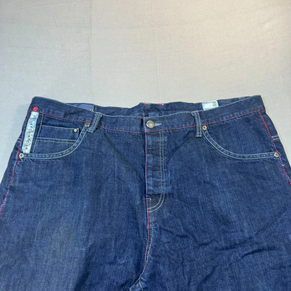 Shorts Parish Nation 44x13 Y2K masculino azul denim algodão cintura alta botão mosca - Imagem 4 de 4