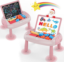 Double-Sided Toddler Drawing Board Magnetic Letters Numbers Pink